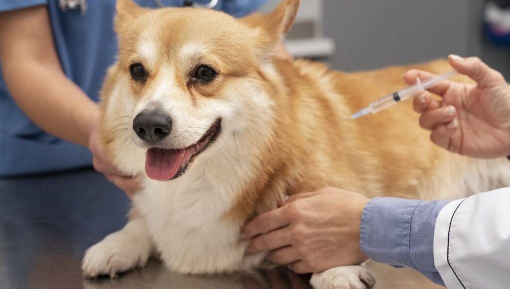 mascota recibiendo vacuna veterinaria